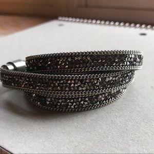 Black Crystal Wrap Bracelet
